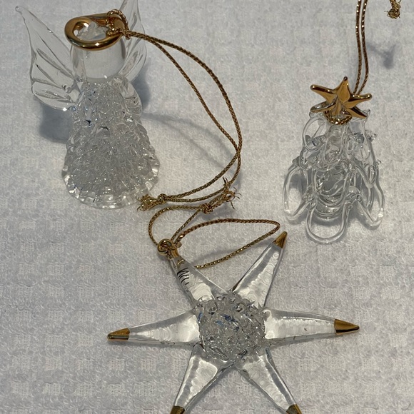 Vintage Avon Spun Glass Ornaments Gold Trim - Picture 2 of 6